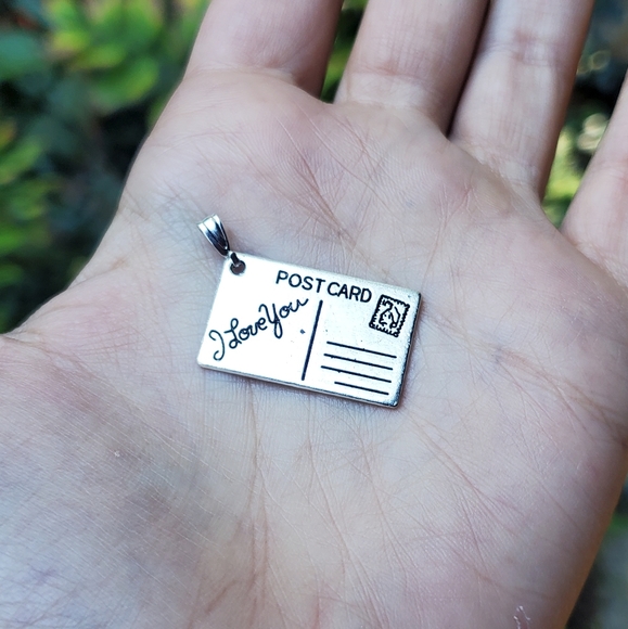 New Silver Postcard ' I Love You ' Charm - Picture 4 of 5